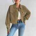 thumbnail image 5 of Corduroy Jacket Women, Yigetop Womens Cropped Corduroy Jacket Loose Button Down Long Sleeve Shacket Coat Jackets for Women Trendy Khaki L, 5 of 9