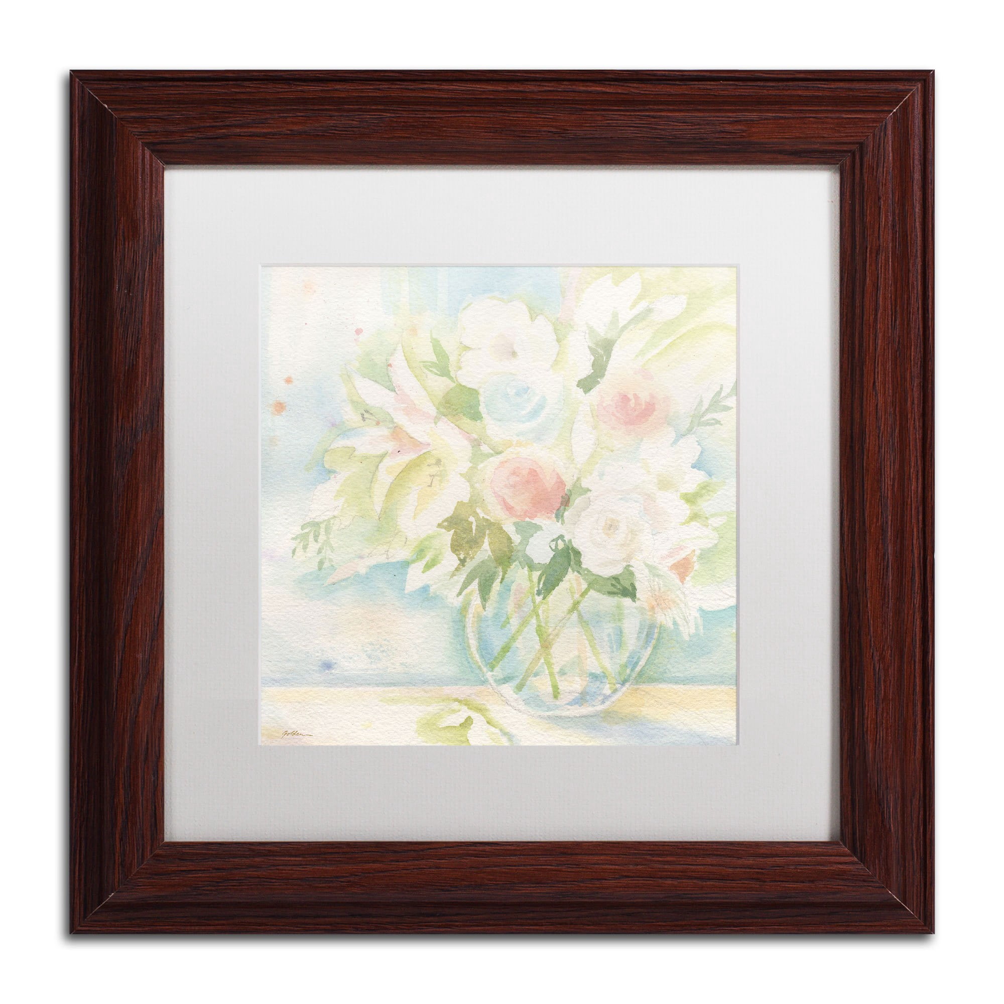 Trademark Fine Art "Early June Bouquet" Canvas Art by Sheila Golden, White Matte, Black Frame