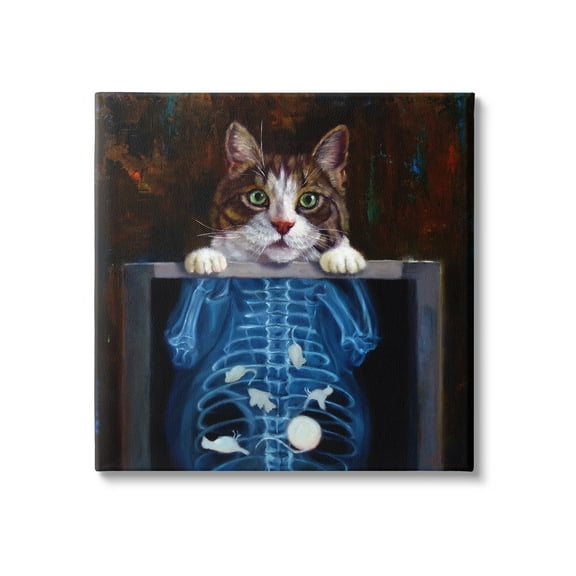 Stupell Industries Funny Cat X-Ray Mice Animals Painting Wrapped Canvas Canvas Art Print Wall Art, 36 x 36