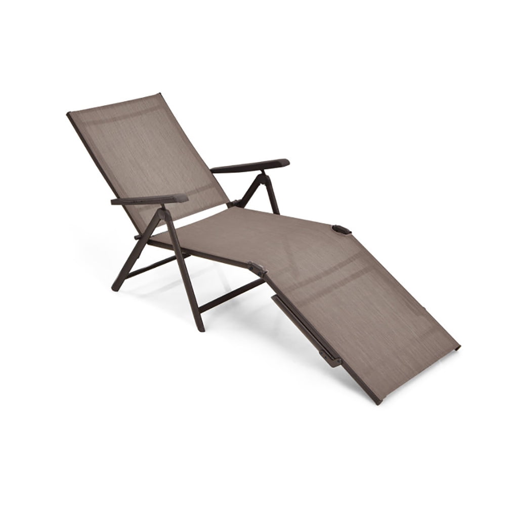Aimee Lii Patio Foldable Chaise Lounge Chair with Backrest and Footrest, Patio Loungers, Brown