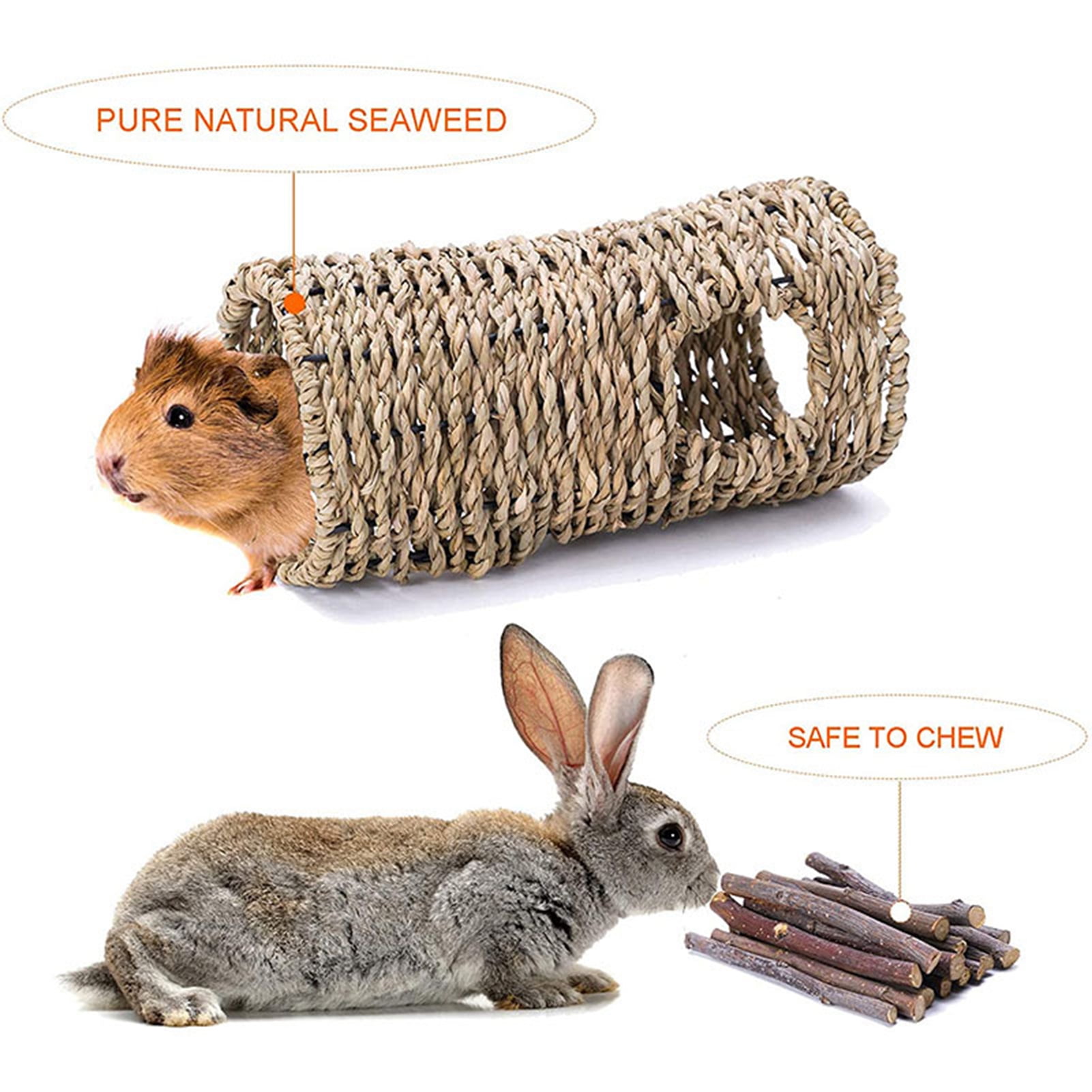 DOPI 7Pcs/Set Molar Toy Safe Eye-catching Wood Hamster Rattan Ball Toy Set for Small Animals