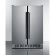 24" wide undercounter frost-free side-by-side refrigerator-freezer in stainless steel with locks, stainless steel handles, and digital controls