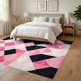 thumbnail image 3 of ODIKA 6'x9' Ultra-Soft Area Rug, Pink Abstract Geometric Contemporary Bold Interlocking Maze Grid None Washable, Bare feet friendly, Silk-Touch for Guest Room, Bedroom, 3 of 7