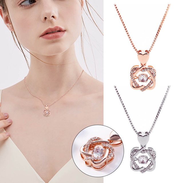 Xihbxyly Collar con Colgante de Corazón Elegante para Mujer, Diseño con Tachuelas, Aleación, Cadena Versátil para Clavícula, Accesorio Chic, Ideal para Uso Diario, Regalo para Ella, Talla 45 Cm.