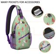thumbnail image 2 of Sling Backpack,Green Christmas Tree Pattern Sling Bag with Water Bottle Holder,Waterproof Sling Bag for Men/Women with Headphone Jack for Hiking,Travel, 2 of 6