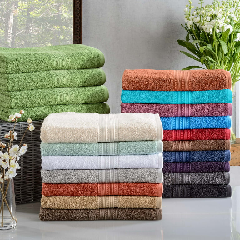 BNM Eco-Friendly Cotton Bath Towel Set of 4, Cranberry