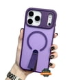 thumbnail image 2 of For Apple iPhone 17 Pro Kickstand Case Magnetic Frosted TPU Slim Shockproof Protective Phone Cover [Purple], 2 of 7