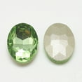 thumbnail image 2 of 50pcs Pointed Back Glass Rhinestone Cabochons Back Plated Faceted Oval Peridot 8x6x3mm, 2 of 2