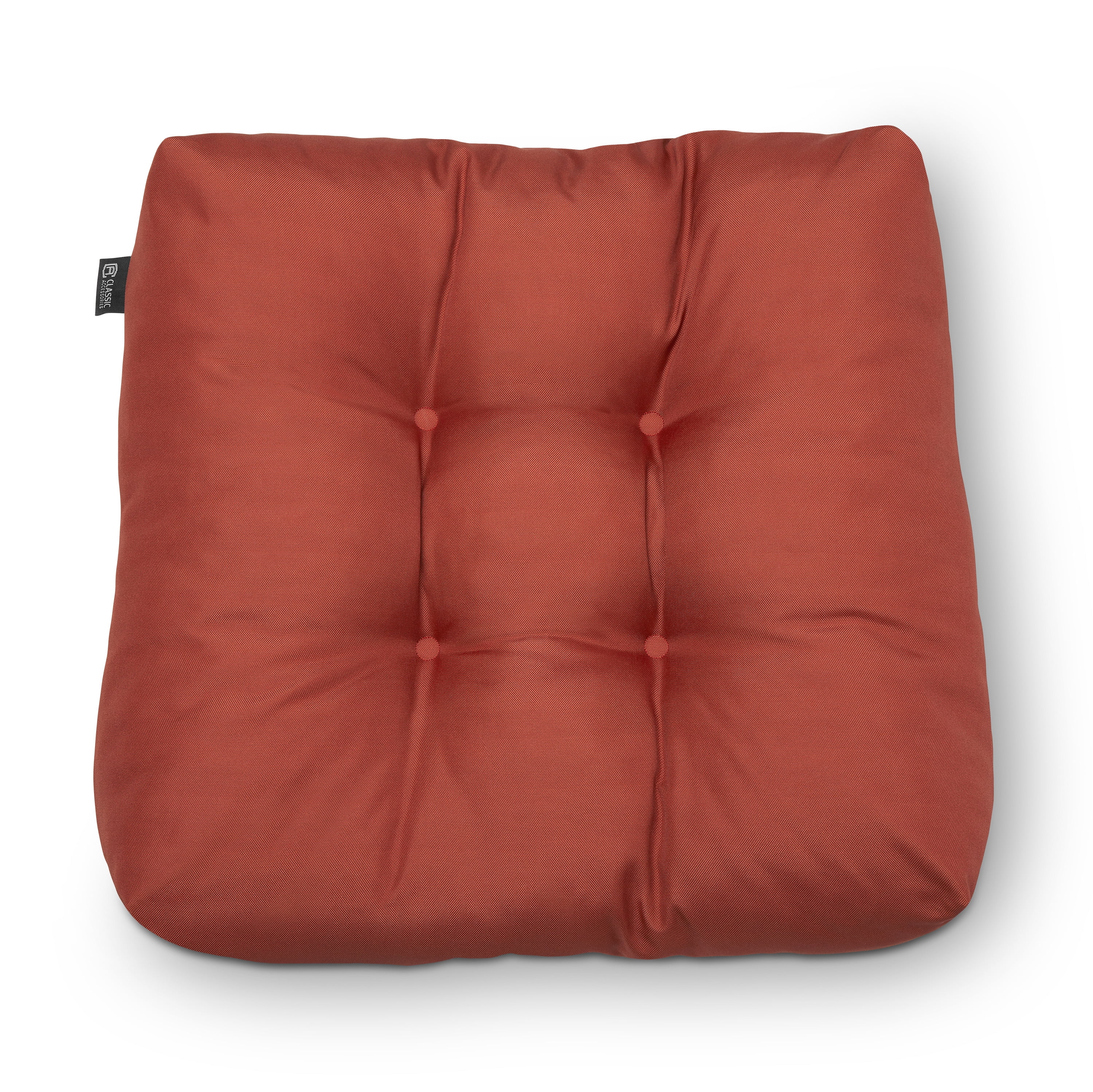 Classic Accessories Water-Resistant Square Patio Seat Cushions, 19 x 19 x 5 inch, Brick, 2 Pack