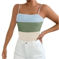 thumbnail image 1 of Yuyuzo Camisole Tops for Women Spaghetti Strap Tank Tops Ribbed Knit Cami Shirts Sleeveless Basic Top Color Block, 1 of 7