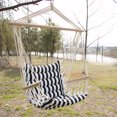 thumbnail image 4 of Patio Yard Hammock Cotton Hanging Rope Swing Seat&Indoor Outdoor Relax Swing Chair for White and Black Stripe, 4 of 5