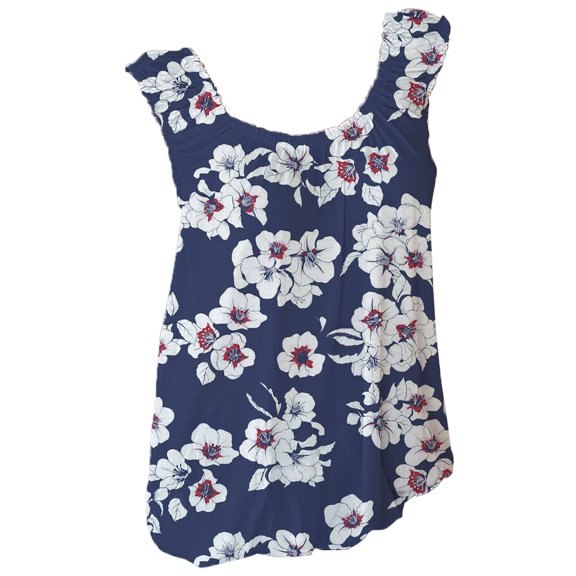 USSUMA Womens Tops Dressy Casual Summer Sleeveless Floral Print Cami Shirts for Women Trendy Loose Fit Vest Tanks Round Neck T-Shirts Blouses for Women Plus Tunic