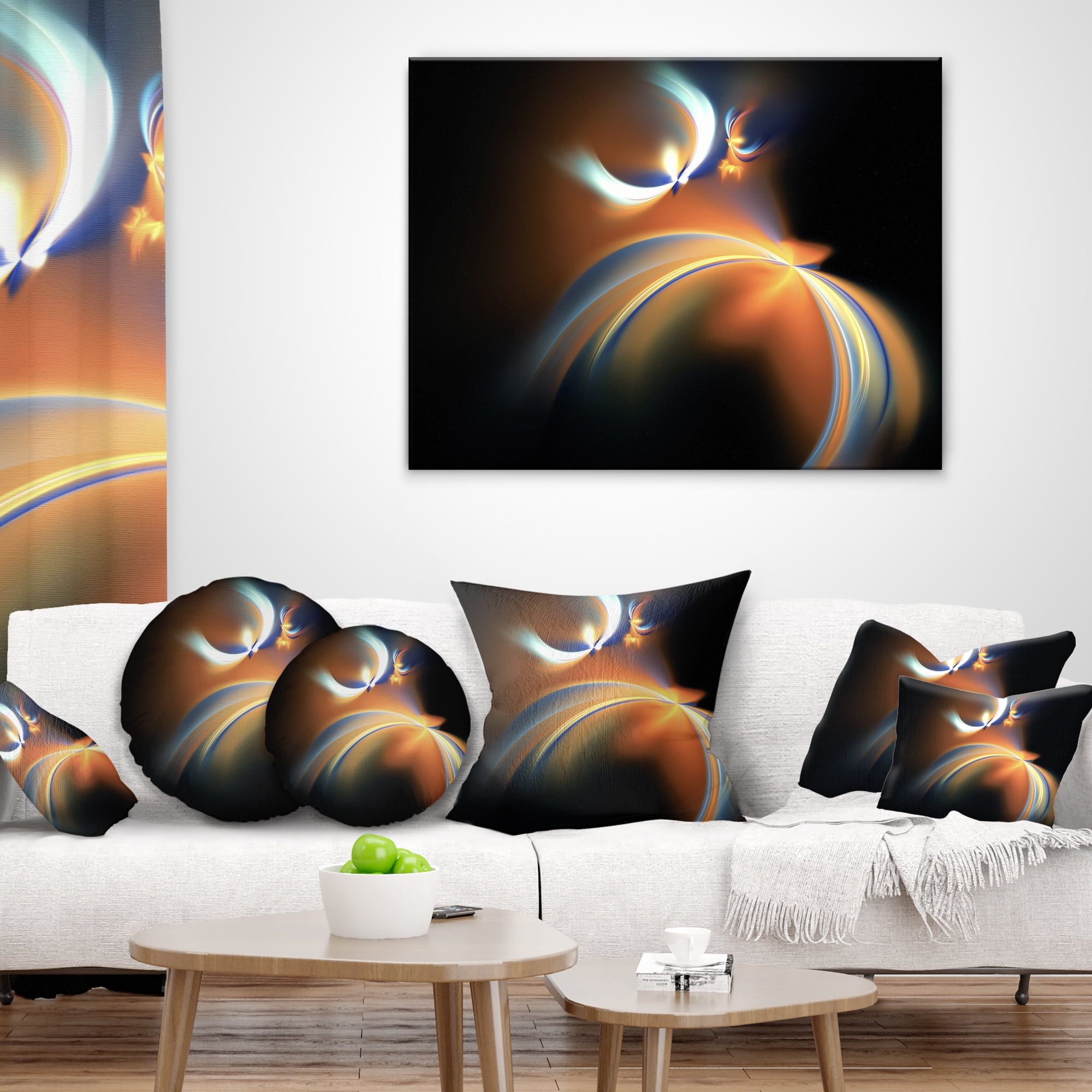 Designart Brown Floating Fractal Designs - Abstract Throw Pillow - 18x18