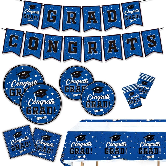 Disposable Party Tableware Set for Graduation, Paper Construction, Easy Cleanup, Ideal for Celebrations and Events