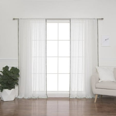 Best Home Fashion, Inc. Triangle Border French Linen Voile Solid Room Darkening Rod Pocket Single Curtain