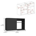 thumbnail image 2 of Dtwnek Kitchen Wall Cabinet with 2 Shelves, Black, 2 of 7