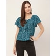 thumbnail image 2 of Moomaya Sweetheart Neck Tops For Women, Printed Short Flutter Sleeve Casual Top, 2 of 9