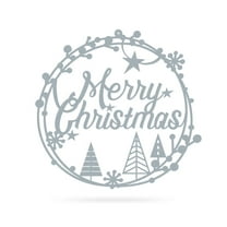 RealSteel: Merry Christmas Holiday Steel Sign - Festive Metal Wall Décor for Indoor/Outdoor Display (Type1/24"/ Textured Silver)