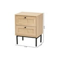 thumbnail image 4 of Baxton Studio Sherwin Brown and Black 2-Drawer End Table with Rattan Accent, 4 of 13