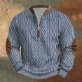 thumbnail image 2 of ZCFZJW Mens Vintage Printed Half Zip-up Polo Sweaters Lightweight Casual Big and Tall Regular Fit Long Sleeve Cable Knit Pullover Sweatshirts Tops Blue XXXXL, 2 of 3