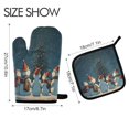 thumbnail image 2 of 2 PCS Oven Baking Gloves Set Heat Resistant Oven Mitt & Pot Holder Set Cooking Mitts Kitchen Home Supplies Snowman with A Christmas Hat, 2 of 5