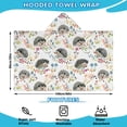 thumbnail image 2 of Cute Hedgehog and Mushroom Hooded Bath Towel，60"x35" for Ages 3 To 12 Kids, Quick Dry Lightweight Soft Microfiber Hood Beach Towel Cover Up for Kids, 2 of 7