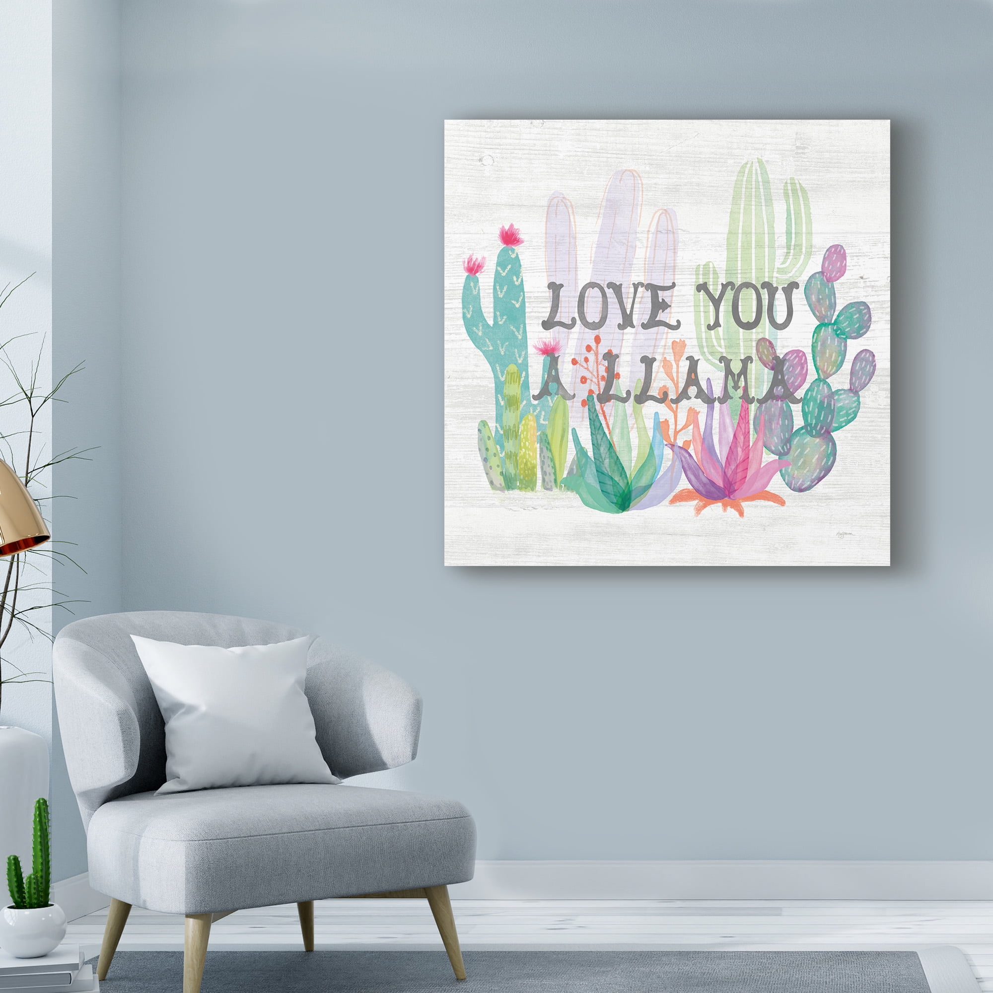 Trademark Fine Art 'Lovely Llamas Cactus Love' Canvas Art by Mary Urban