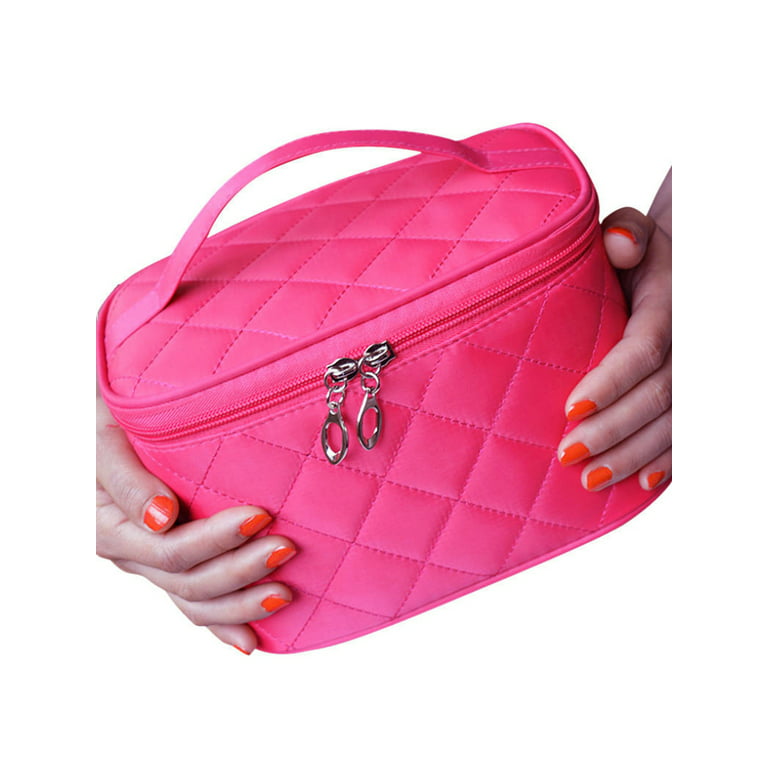 La Women's Travel Makeup Plain Portable Cosmetic Handbag Nylon Pouch Toiletry Bag, Size: One size, Black