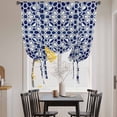 thumbnail image 4 of Tie Up Curtains for Windows Navy Blue Floral Stripes Valance Adjustable Balloon Curtain Geometric Morocco Art Tie Up Shades for Kitchen Living Room Bedroom Privacy Curtain Drape 34x45 Inch, 4 of 9
