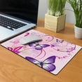 thumbnail image 4 of WIRESTER 13.77x10.23 in Rectangle Mouse Pad with Non-Slip Rubber Base for Computers, Laptop, Office & Home - Purple Butterfly Pink Vines, 4 of 5