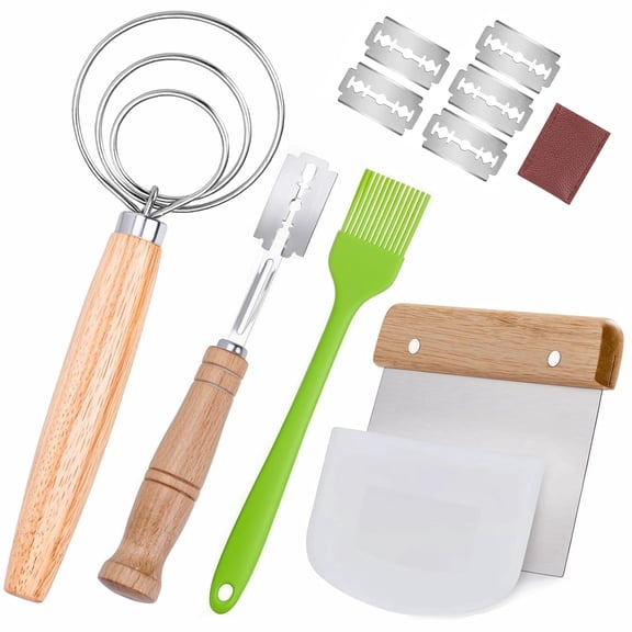 Sourdough Bread Baking Tool Set, Danish Dough Whisk & Baking Supplies, 5 Pack