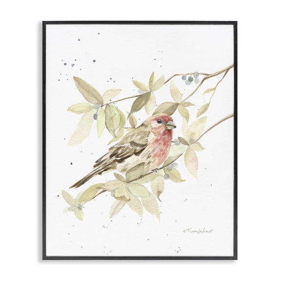 Stupell Industries Rustic Lodge Bird on Branch Watercolor Black Framed Giclee Art, 11 x 14, by Kelley Talent