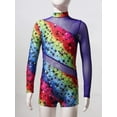 thumbnail image 6 of Sholeno Girls Mock Neck Long Sleeves Gymnastics Leotard Ballet Dance Tumbling Unitards Biketards Starry Rainbow 16, 6 of 7