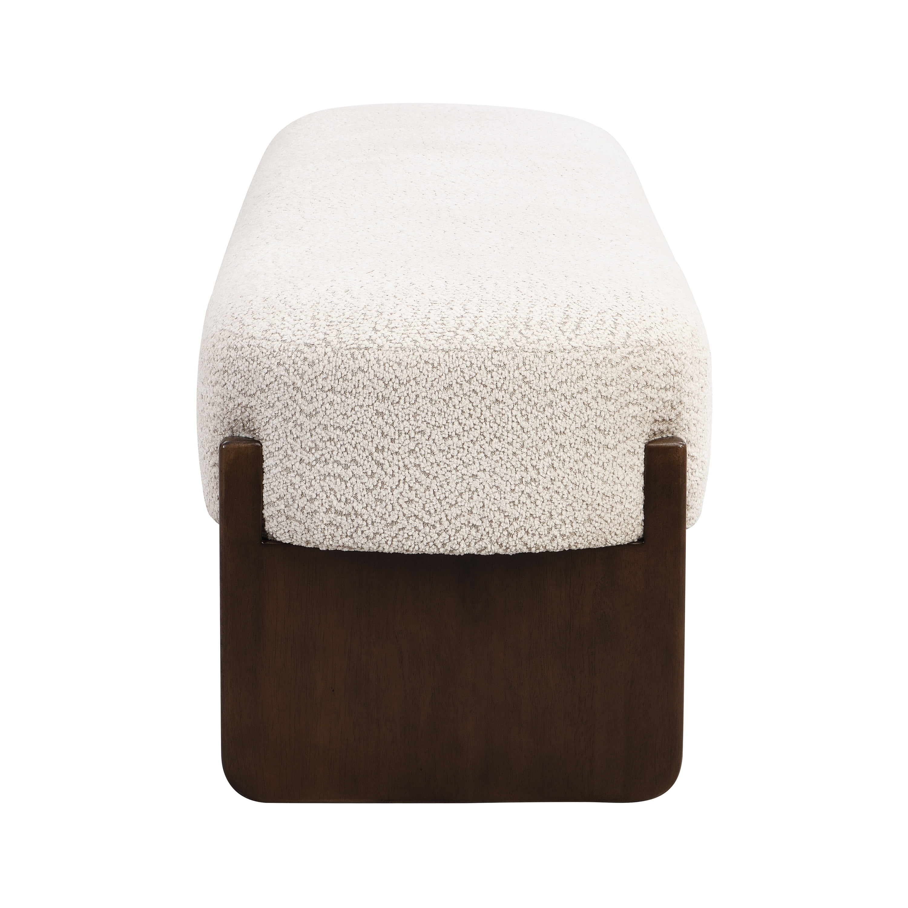 Euroco 64" Rectangular Loop Yarn Fabric Ottoman Bench,Entryway Bench, End of Bed Bench for Living Room, Bedroom,Beige