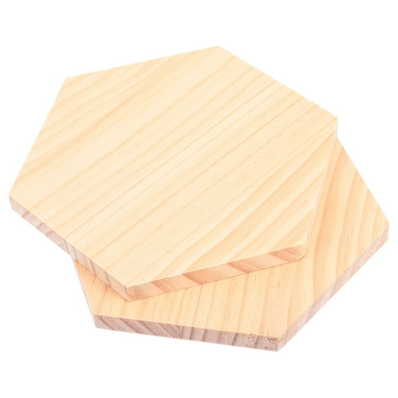 Tineasur 2Pcs Natural Wood Hexagon Boards Unfinished Solid Wood Plaques for Crafting