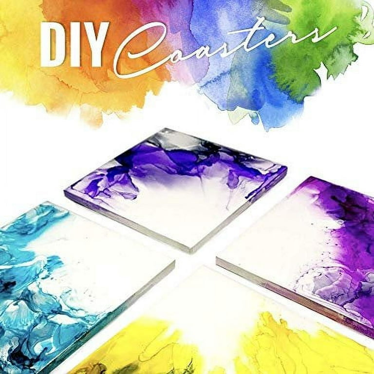 Ceramic Tile for Crafts Coasters,12 Pack White Ceramic Tiles Unglazed 4x4  with Cork Backing Pads, Use with Alcohol Ink or Acrylic Pouring,DIY Make  Own