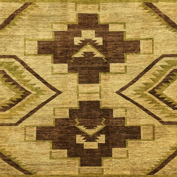 Ahgly Company Machine Washable Indoor Square Abstract Orange Area Rugs, 7' Square