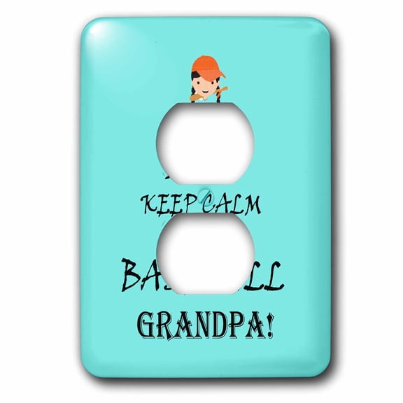 3dRose, I cant keep calm Im a baseball grandpa. turquois. saying., 2 plug outlet cover