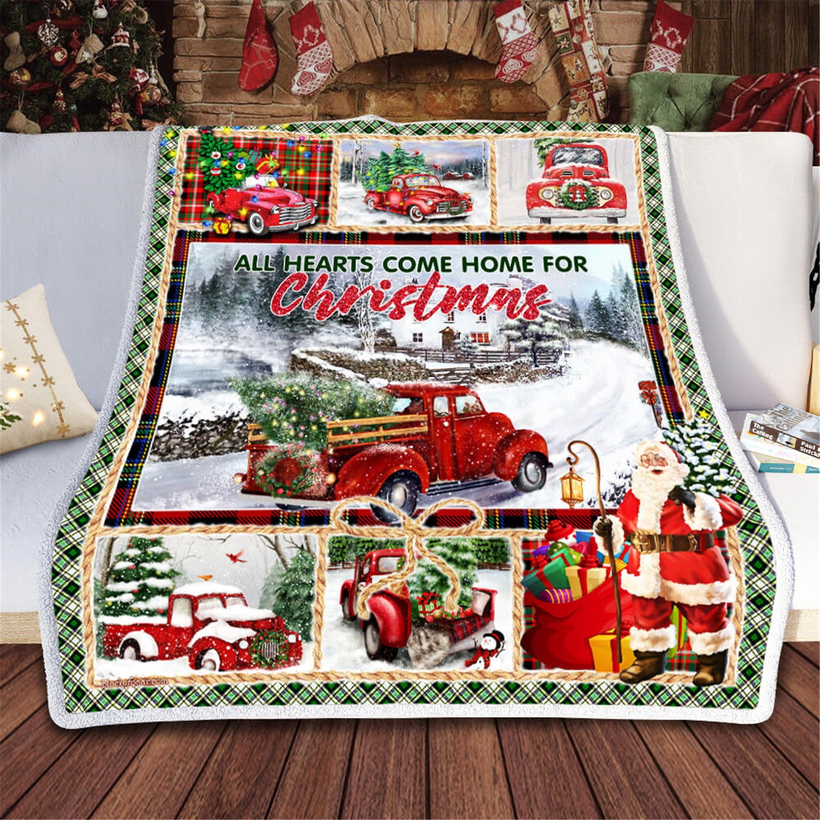 Christmas Throw Blanket Cardinals Red Green Pot Warm Blankets Super Soft Lightweight for Couch Bed Chair Office Sofa Travelling Camping 50x60 in Home Xmas Decor 