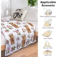 thumbnail image 6 of Highland Cow Blanket Cute Flower Animal Cow Throw Print Blanket Soft Flannel Plush Bedding Blankets for Kids Adults Travel Gifts 50"X40", 6 of 6