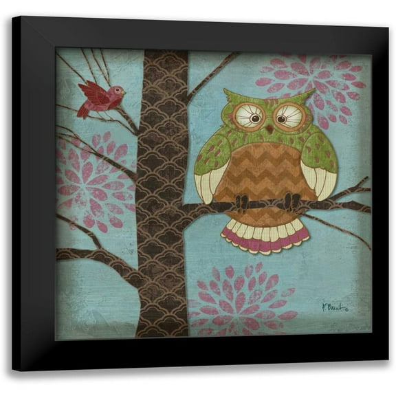 Brent, Paul 12x12 Black Modern Framed Museum Art Print Titled - Fantasy Owls I