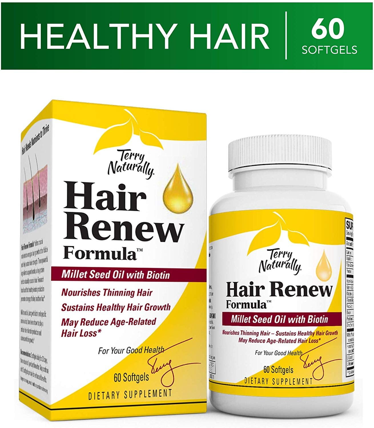 Terry Naturally Hair Renew Formula 60 Softgels Supports