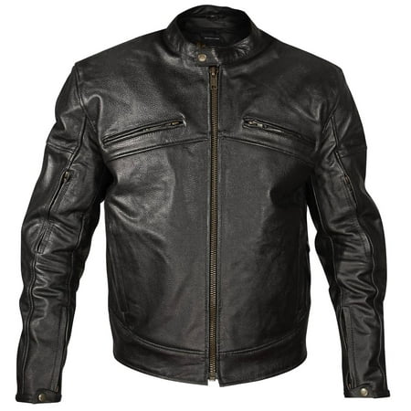 Xelement XSPR105 The Racer Mens Black Armored Leather Racing Jacket ...