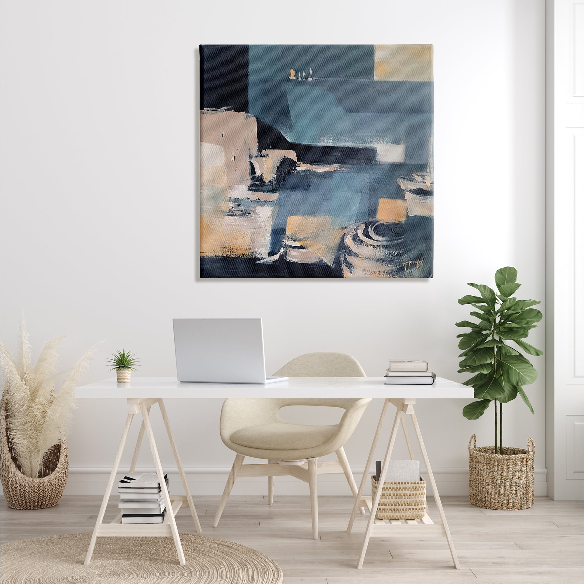 Stupell Industries Scattered Coastal Abstraction Fluid Wave Geometric Shapes Modern Painting Gallery-Wrapped Canvas Print Wall Art, 36 x 36, Design by Fanou Montel