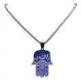 thumbnail image 4 of Hebrew Judaism Hexagram Jewish 14K White Gold Hamsa Hand Fish Eyes Necklaces Blue Color Hand of Fatima Jewelry, 4 of 5