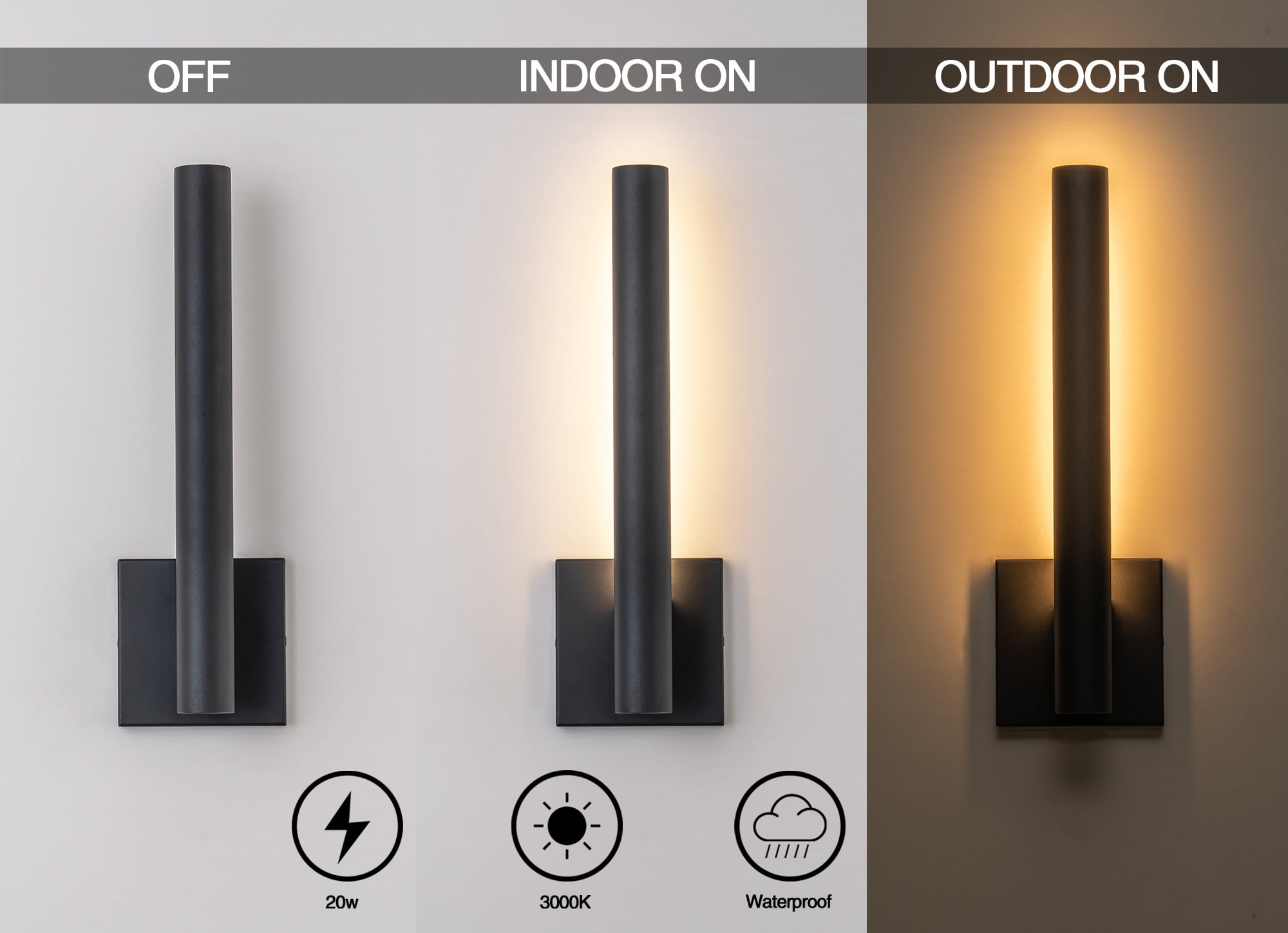15.25 inch Modern Outdoor led wall sconce 3000K