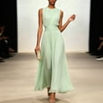 thumbnail image 2 of Morttic Women's Solid Color Sleeveless Pleated Maxi Dress – Waist-Cinching Flowy Chiffon Evening & Wedding Guest Gown Light Green，XL, 2 of 3