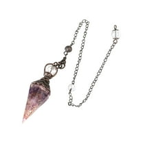 Natural Crystals Pendulum Gemstone Dowsing Pendulum 6 Faceted Hexagonal Pointed Pendant for , Energy Balancing Golden