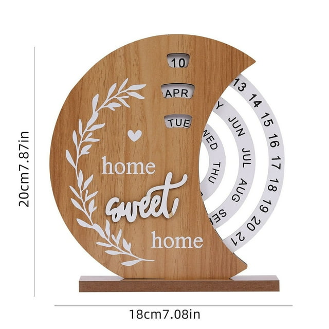 Cheapark Perpetual Wooden Calendar - Rotatable Design, Home & Office Desk Decor, Durable Wood Ornament for Year-Round Date Display & Organization