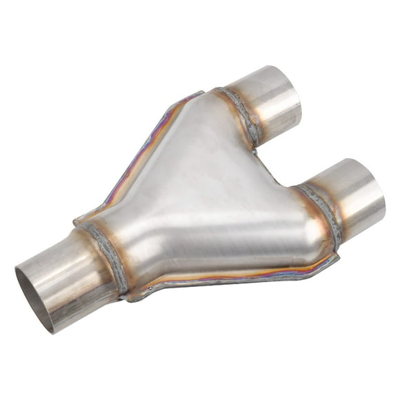 FgJQEFg T409 Stainless Steel Y Pipe 3 Inch ID Single to 2 Inch ID Dual Stamped Exhaust Adapter connector, Overall Length: Approx 10, Universal